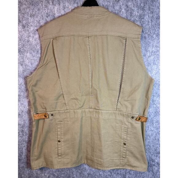 Vintage Orvis Mens Tan Outdoor Hunting Fishing Vest Leather Buckles Vented - XL - Picture 5 of 10